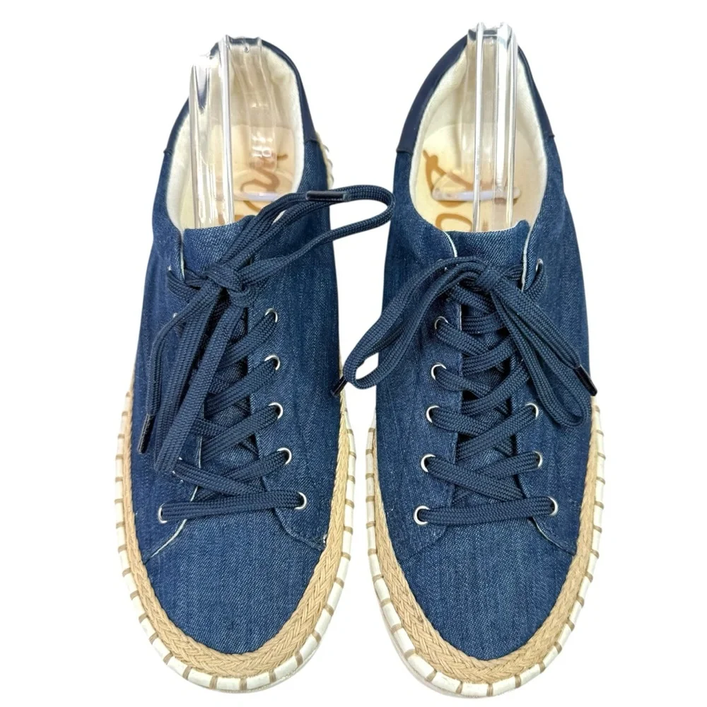 Sam Edelman Kavi Denim Platform Espadrille Sneakers Size 7.5 Coastal Y2K Retro